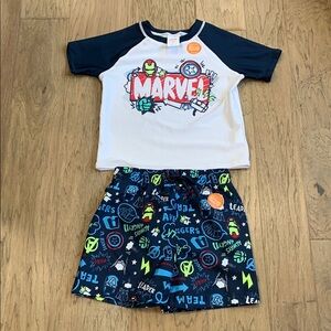 NWT Jumping Beans Marvel Raglan Rash Guard Top & Board Shorts Set Size 5T